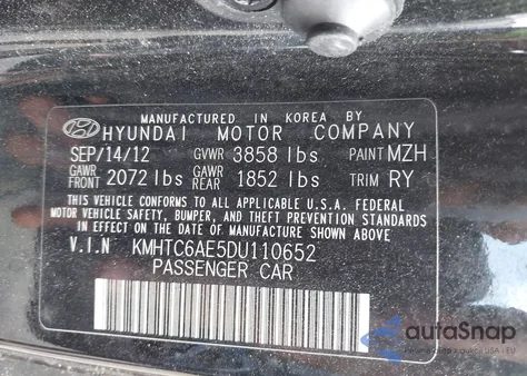 2013 Hyundai Veloster Turbo W/Blue from USA, damaged, VIN KMHTC6AE5DU110652